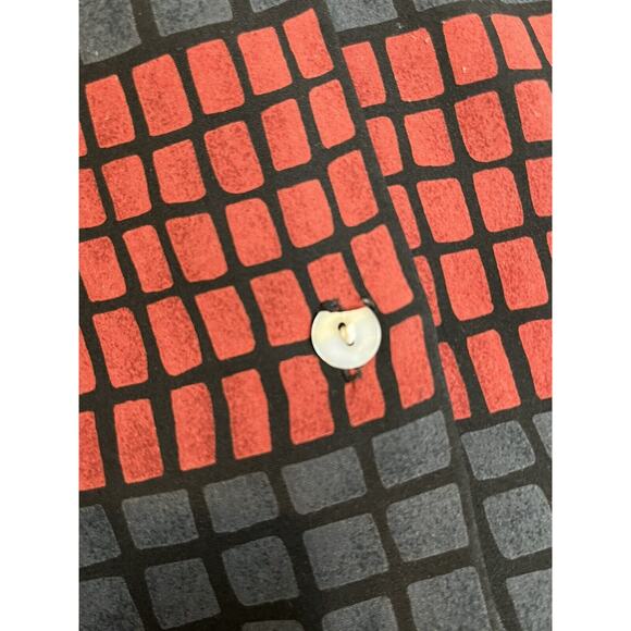 Notations‎ Ladies Button Front Long Sleeve Blouse Red Green Black RETRO Pattern - Picture 5 of 6